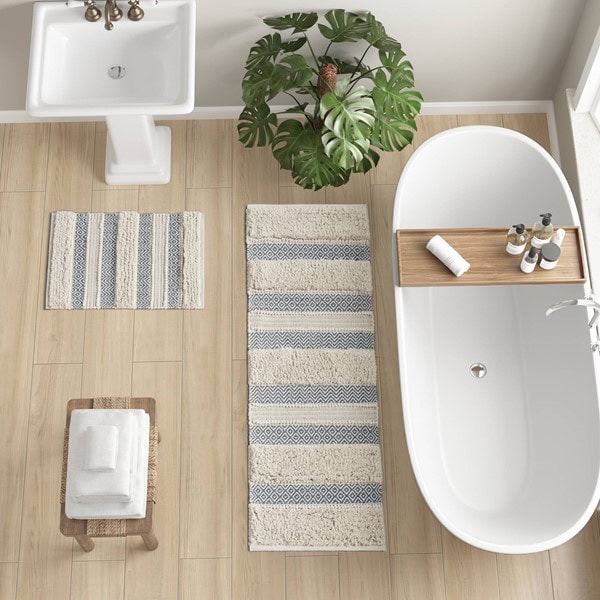 INK+IVY Asher Woven Texture Stripe Bath Rug in Grey, 22x58" II72-1290 - Image 3
