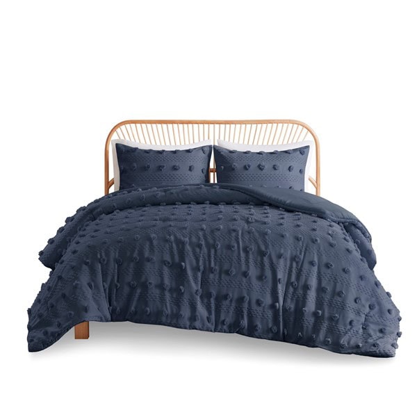 Intelligent Design Lucy Clip Jacquard Comforter Set in Navy, King/Cal King ID10-2279 - Image 4