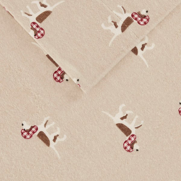 Woolrich Cotton Flannel Sheet Set in Tan Dog, King WR20-2038 - Image 3