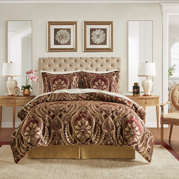 Croscill Classics Julius 4 Piece Comforter Set in Burgundy, Queen CCL10-0001 - Image 2
