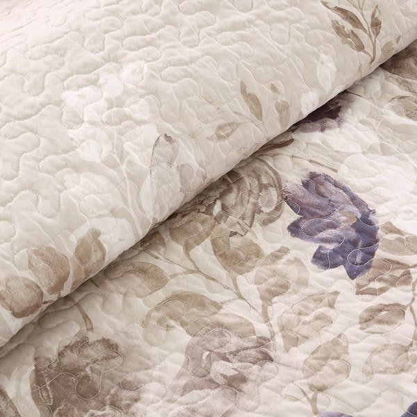 Madison Park Luna 6 Piece Printed Quilt Set with Throw Pillows in Taupe, Full/Queen MP13-2122 - Image 2