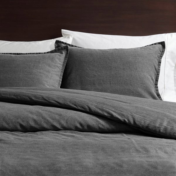 Woolrich Mckenzie Cotton Twill Washed Duvet Set in Grey, King/Cal King WR12-4032 - Image 4