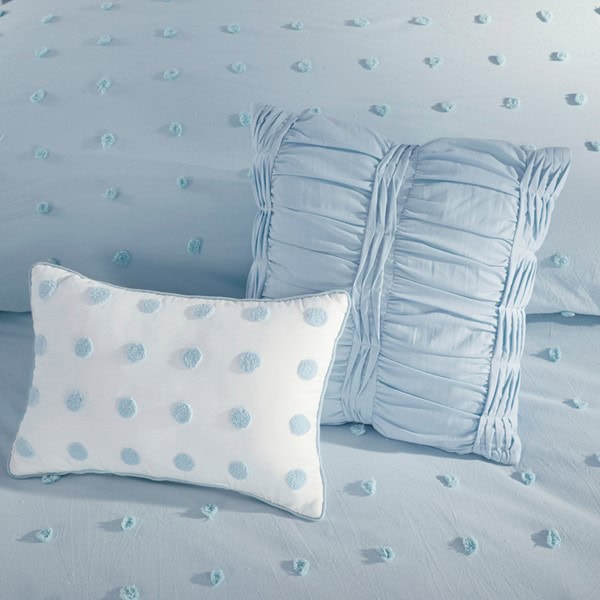 Urban Habitat Brooklyn Cotton Jacquard Duvet Cover Set with Euro Shams and Throw Pillows in Blue, Twin/Twin XL UH12-2156 - Image 3