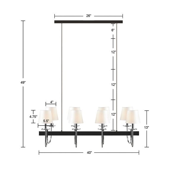 Hampton Hill Fairmount 8-Light Traditional Chandelier with Drum Shades in Black/Silver, One Size FB150-1169 - Image 2