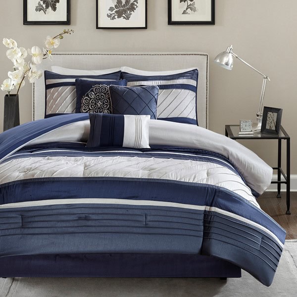 Madison Park Blaire 7 Piece Comforter Set in Navy, King MP10-4518 - Image 4