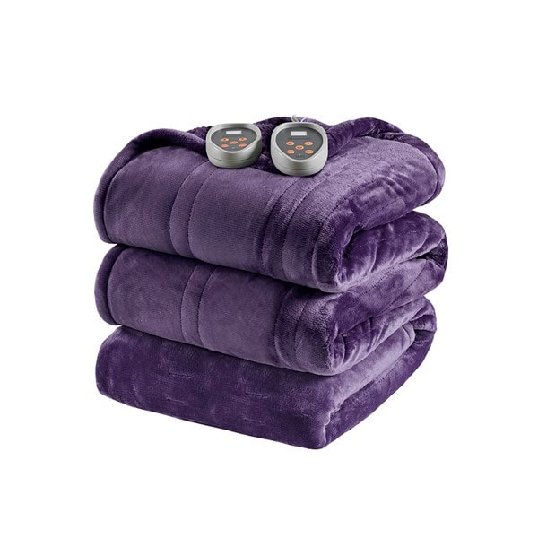 Beautyrest Heated Microlight to Berber Blanket in Purple, Queen BR54-1942 - Image 4