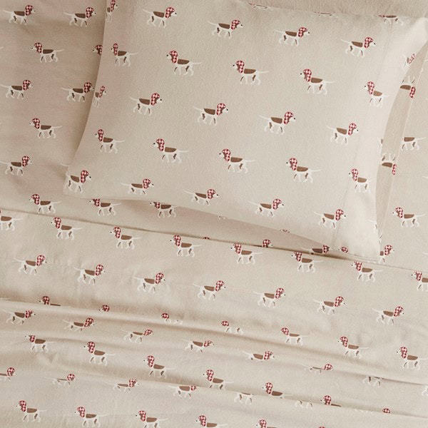 Woolrich Cotton Flannel Sheet Set in Tan Dog, King WR20-2038 - Image 2