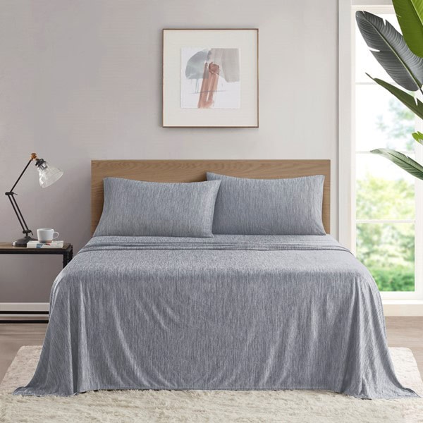 Urban Habitat Comfort Cool Jersey Knit Nylon Blend Sheet Set in Grey, Full UH20-2462 - Image 6