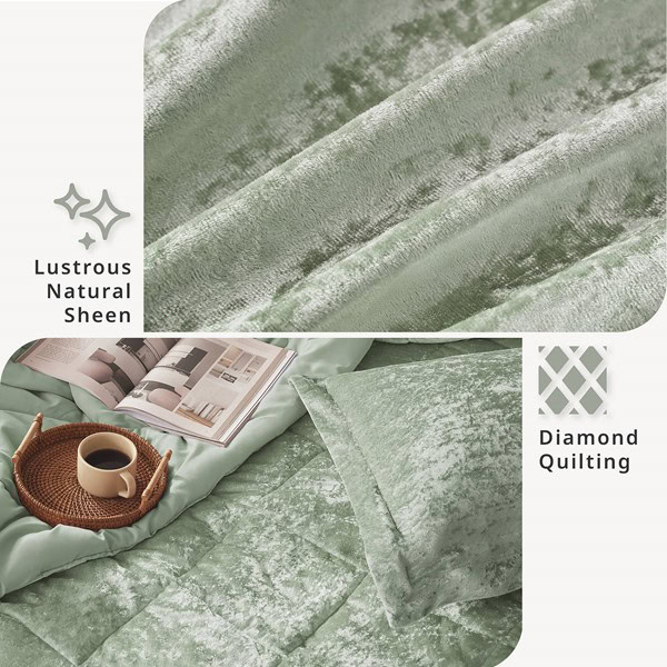 Intelligent Design Felicia Velvet Duvet Cover Set with Throw Pillow in Green, King/Cal King ID12-2417 - Image 4