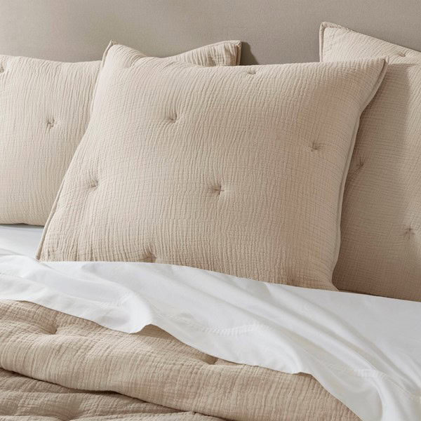 Harbor House Blue Breeze cotton gauze embroidered Euro Sham in Taupe, Euro Sham HH11-1894