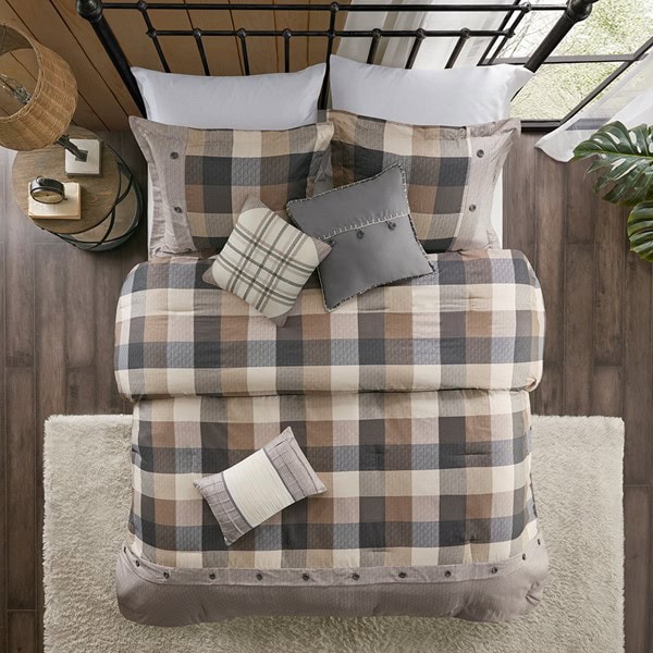 Madison Park Ridge 7 Piece Herringbone Comforter Set in Neutral, King MP10-7213 - Image 2