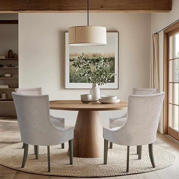 Madison Park Signature Ultra Upholstered Dining Side Chairs with wood legs (Set of 2) in Cream, Set of 2 MPS108-0286 - Image 4