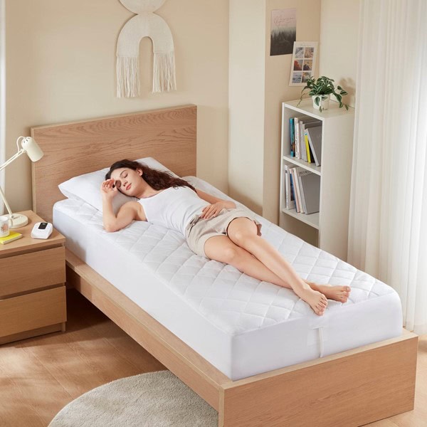 Serta Microfiber Zoned Heated Mattress Pad in White, Twin XL ST55-4531 - Image 2