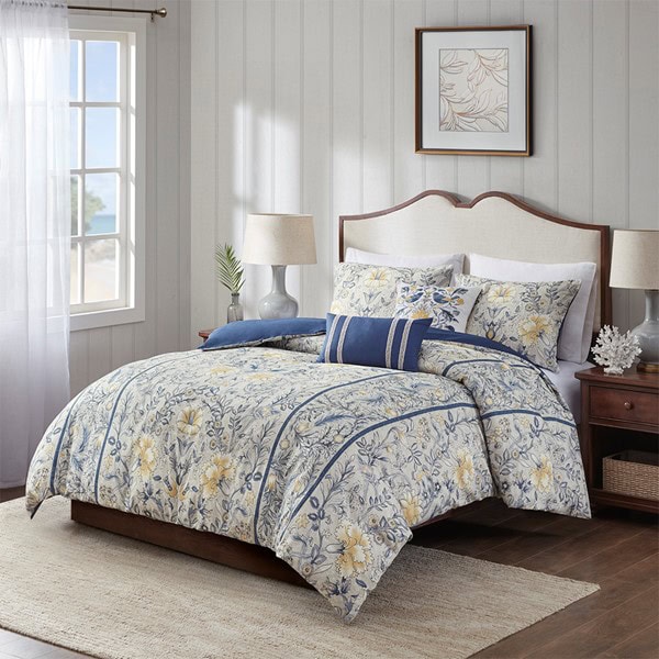 Harbor House Blue Livia 5 Piece Cotton Duvet Cover Set, King HH12-1804