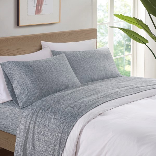 Urban Habitat Comfort Cool Jersey Knit Nylon Blend Sheet Set in Grey, Full UH20-2462 - Image 2