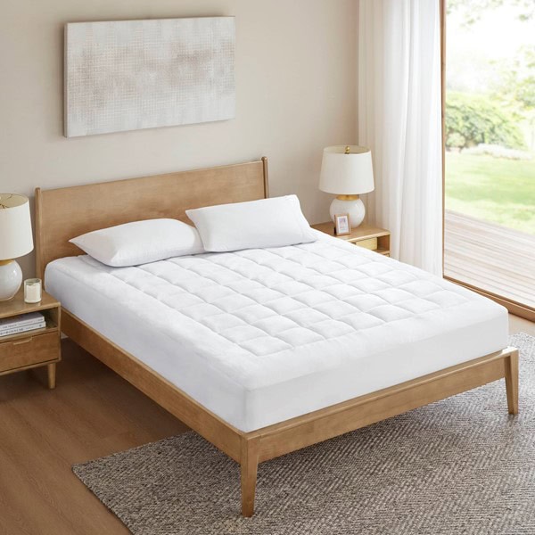 Madison Park Cloud Soft Overfilled Plush Waterproof Mattress Pad in White, King MP16-3148