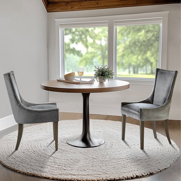 Madison Park Signature Ultra Upholstered Dining Side Chairs with wood legs (Set of 2) in Dark Gray, Set of 2 MPS108-0156 - Image 7