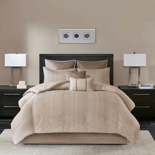 Madison Park Camelia 8 Piece Embroidered Comforter Set in Natural, Queen MP10-4688 - Image 4