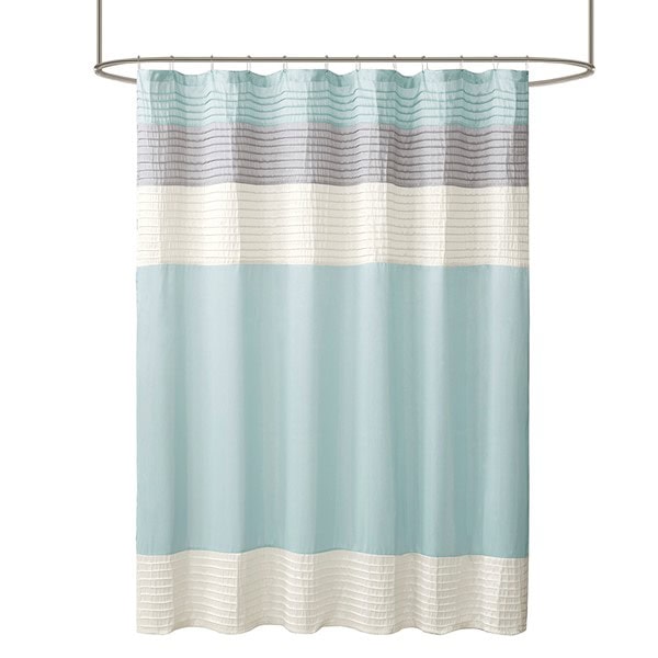 Madison Park Amherst Faux Silk Shower Curtain in Aqua, 72x72" MP70-2978 - Image 3
