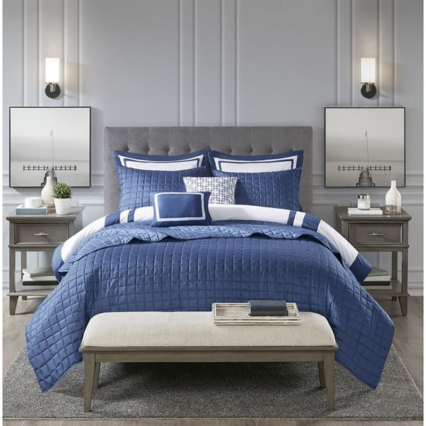 Madison Park Heritage 8 Piece Comforter and Quilt Set Collection in Navy, Full/Queen MP10-6138 - Image 2