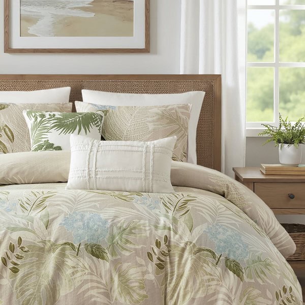 Harbor House Blue Kiawah Island 5 Piece Cotton Duvet Cover Set with Throw Pillow in Taupe, Full/Queen HH12-1985 - Image 3