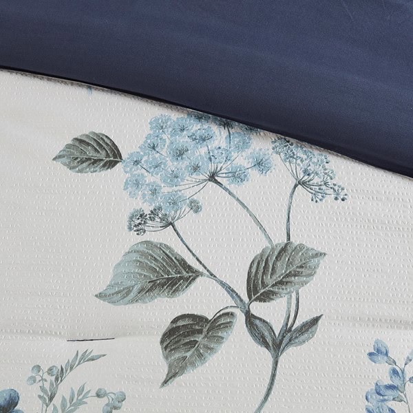 Madison Park Zennia 7 Piece Printed Seersucker Comforter Set with Throw Blanket in Blue, King/Cal King MP10-6304 - Image 4
