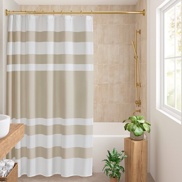 Madison Park Spa Waffle Shower Curtain with 3M Treatment in Taupe, 36x72'' MP70-8549