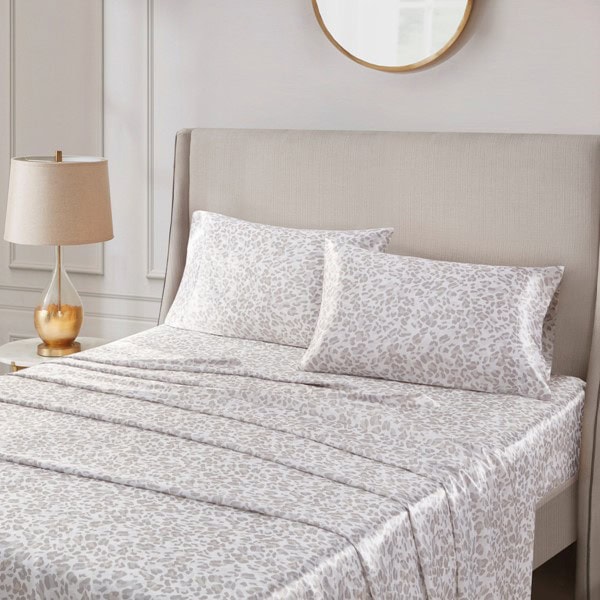 Madison Park Essentials Satin Luxury 2 PC Pillowcases in Taupe Leopard, Standard MPE21-997 - Image 5