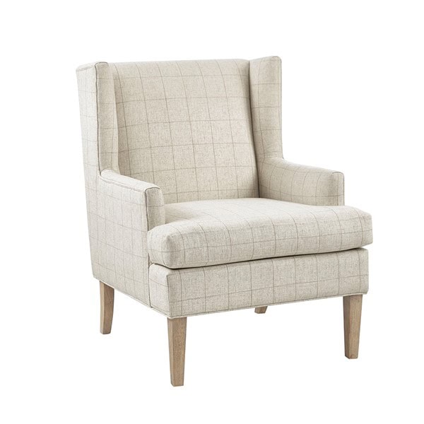 Martha Stewart Decker Plaid Wingback Armchair in Beige, One Size MT100-0001 - Image 7
