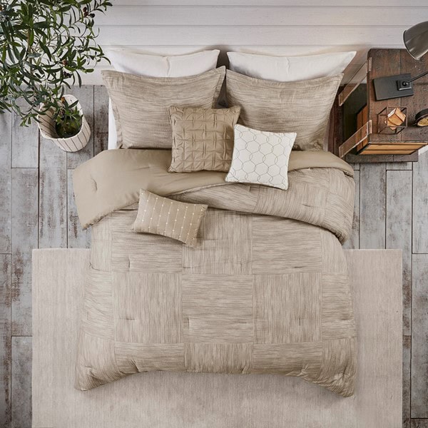 Madison Park Walter 7 Piece Printed Seersucker Comforter Set in Taupe, King MP10-7086 - Image 4