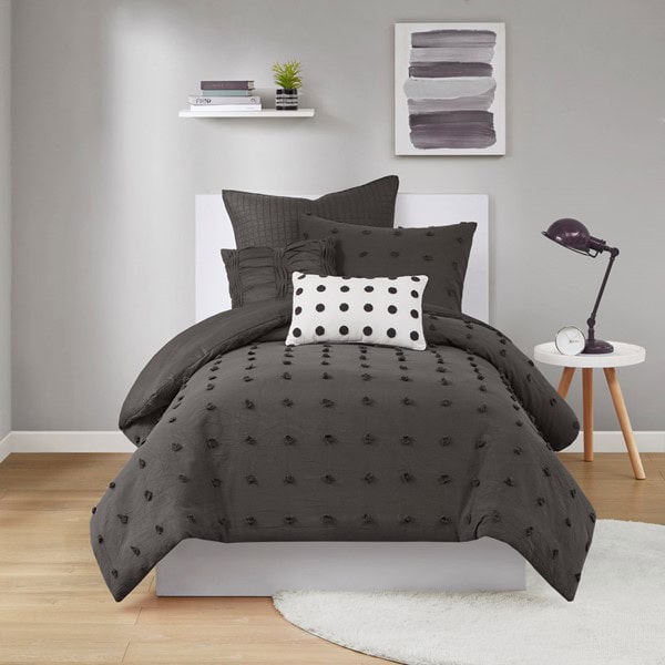 Urban Habitat Brooklyn Cotton Jacquard Comforter Set with Euro Shams and Throw Pillows in Charcoal, Twin/Twin XL UH10-2255 - Image 7