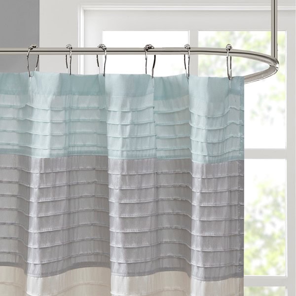 Madison Park Amherst Faux Silk Shower Curtain in Aqua, 72x72" MP70-2978 - Image 6
