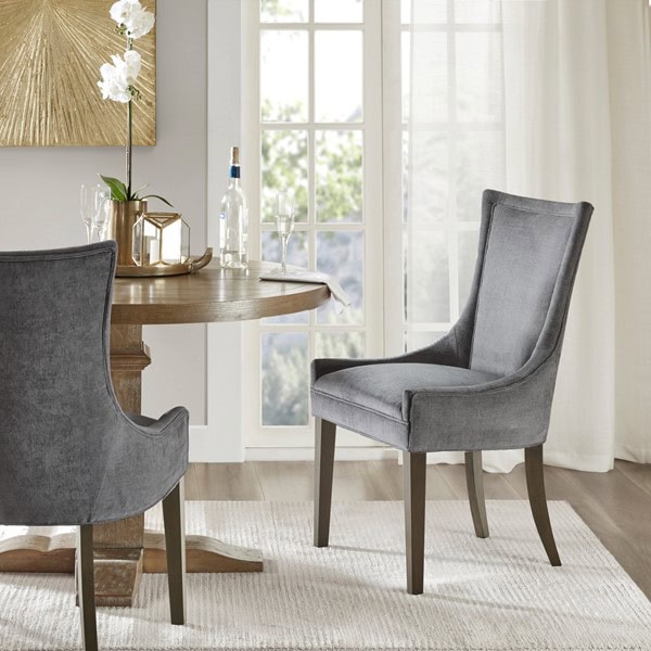 Madison Park Signature Ultra Upholstered Dining Side Chairs with wood legs (Set of 2) in Dark Gray, Set of 2 MPS108-0156 - Image 3