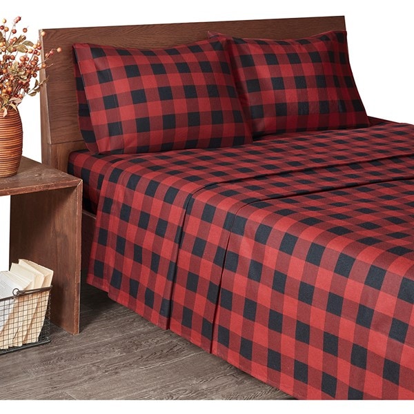 Woolrich Cotton Flannel Sheet Set in Red/Black Buffalo Check, Queen WR20-2285 - Image 3