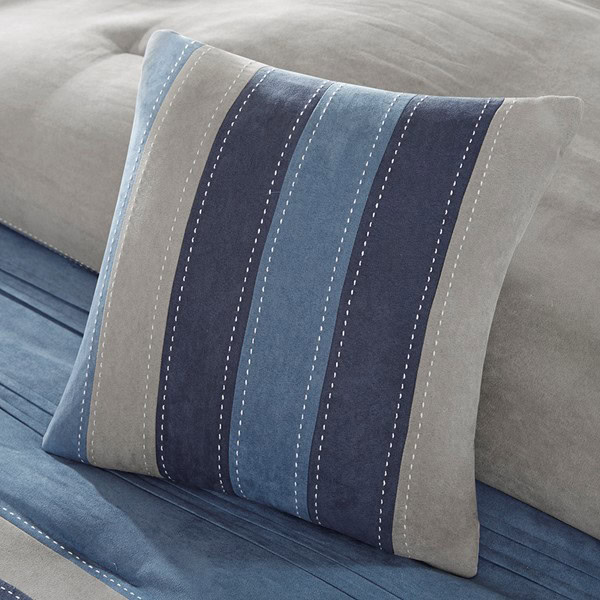 Madison Park Collins 7 Piece Microsuede Comforter Set in Navy, Queen MP10-1636 - Image 4