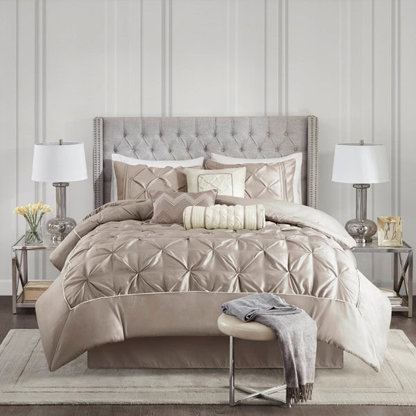 Madison Park Laurel 7 Piece Tufted Comforter Set in Taupe, Cal King MP10-253 - Image 4