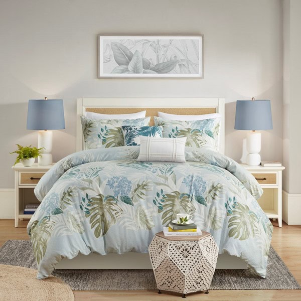 Harbor House Blue Kiawah Island 5 Piece Cotton Duvet Cover Set with Throw Pillow in Blue, King/Cal King HH12-1855 - Image 3