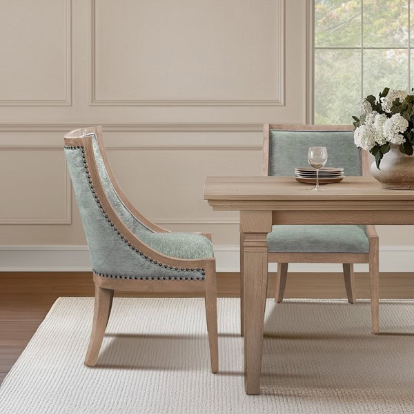 Martha Stewart Elmcrest Upholstered Dining Chair with Nailhead Trim in Soft Green, One Size MT108-0158