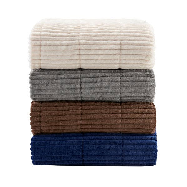 Madison Park Parker Oversized Plush Down Alternative Filled Throw in Ivory, 60x70" BASI50-0429 - Image 6