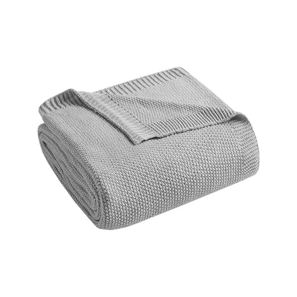 INK+IVY Bree Knit Blanket in Grey, Full/Queen II51-1136 - Image 3