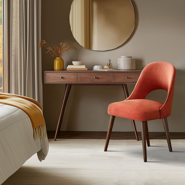 INK+IVY Nola Upholstered Dining Side Chairs with Cutout Back design (Set of 2) in Orange/Dark Brown, Set of 2 II100-0117 - Image 3