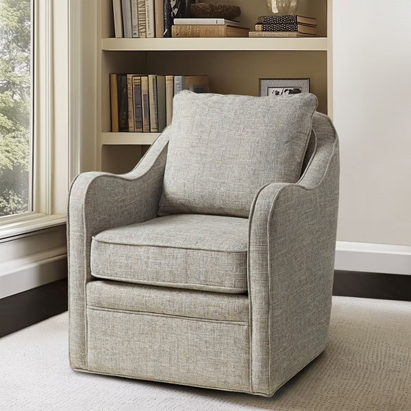Madison Park Brianne Upholstered Swivel Curved Armchair in Grey Multi, One Size MP103-0985 - Image 4