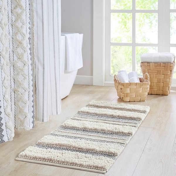 INK+IVY Asher Woven Texture Stripe Bath Rug in Grey, 22x58" II72-1290 - Image 2