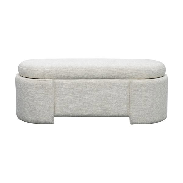 Martha Stewart Leslie Fully Upholstered Oval Storage Bench with Soft-Close Lid in Ivory, One Size MT105-0188 - Image 2