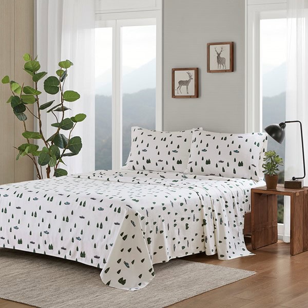 Woolrich Cotton Flannel Sheet Set in Green Trees & Trucks, King WR20-3987 - Image 2