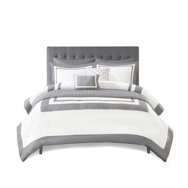 Madison Park Heritage 8 Piece Comforter and Quilt Set Collection in Grey, Full/Queen MP10-6140 - Image 5