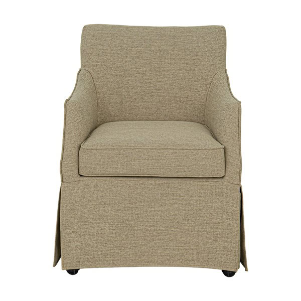 Martha Stewart London Upholstered Skirted Dining Arm Chair with Hidden Casters in Beige, One Size MT108-0181 - Image 5