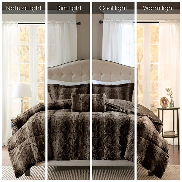 Madison Park Zuri Faux Fur Comforter Set in Brown, Full/Queen MP10-3074 - Image 4
