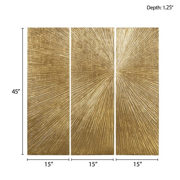 Madison Park Signature Sunburst Hand Painted Triptych 3-piece Dimensional Resin Wall Art Set in Gold, 3-Piece MPS95B-0040 - Image 2