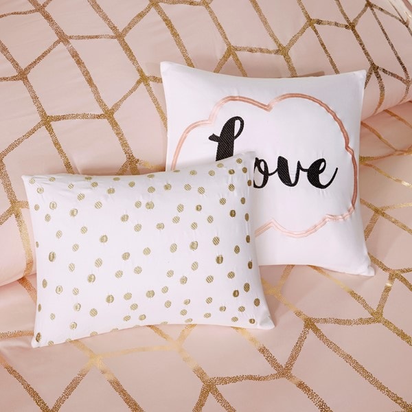 Intelligent Design Raina 100% Polyester Brushed Microfiber Printed Comforter Set in Blush/Gold, Twin/Twin XL TT10-0012 - Image 7